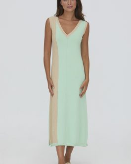 Vestido largo bicolor