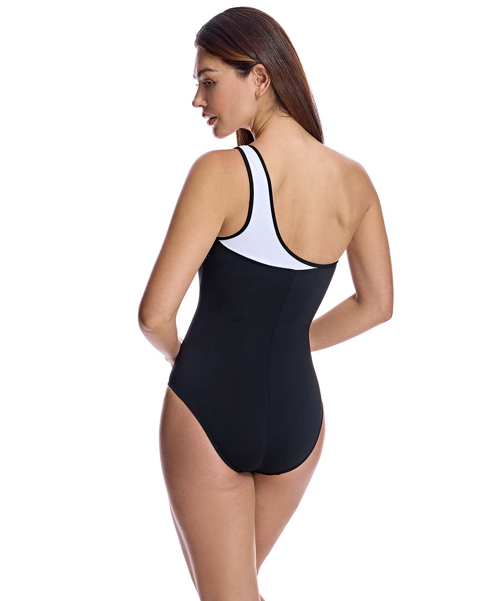 Bañador para mujer anudado al hombro en color negro - Imagen 2