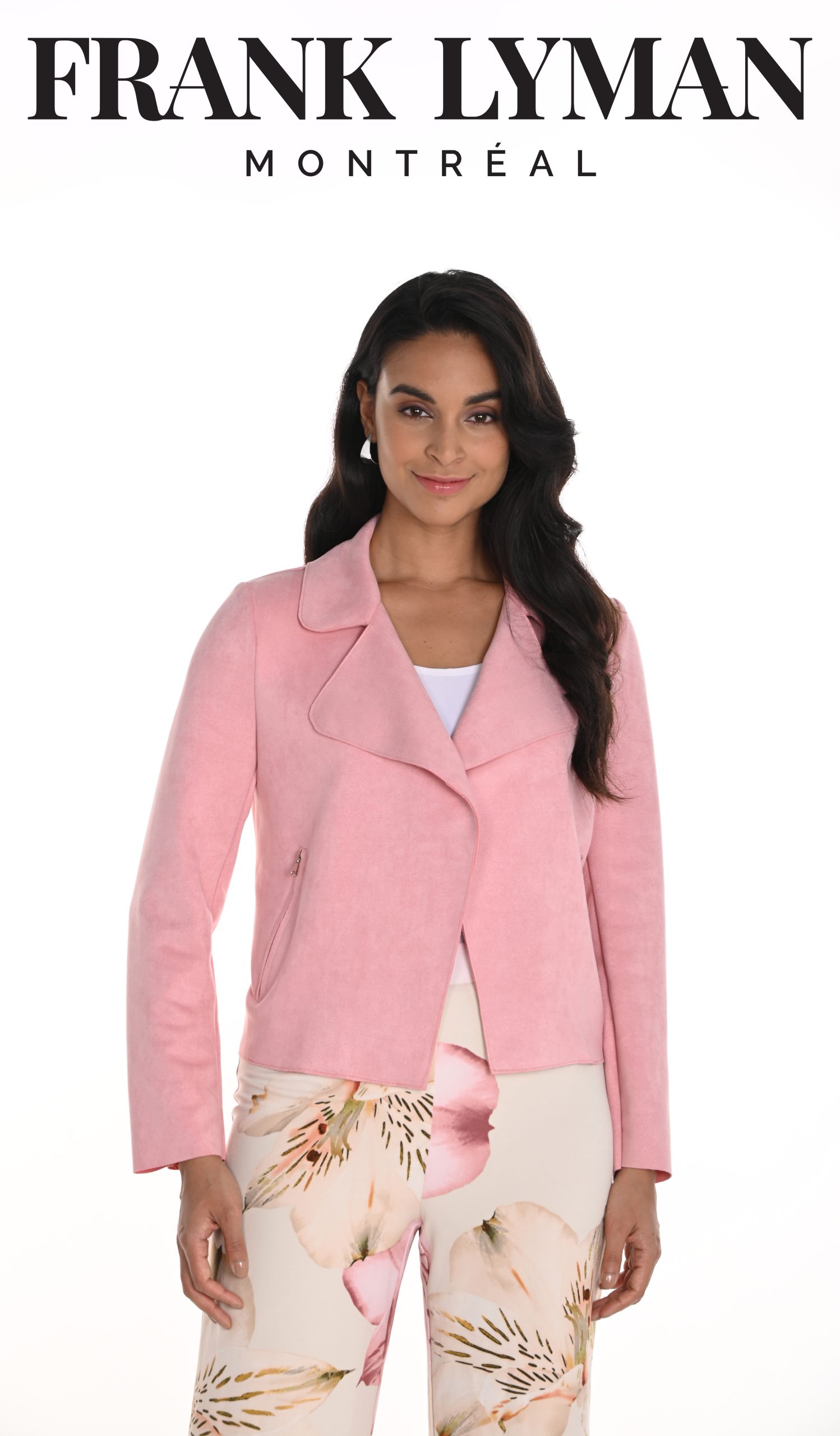 Chaqueta abierta rosa empolvado